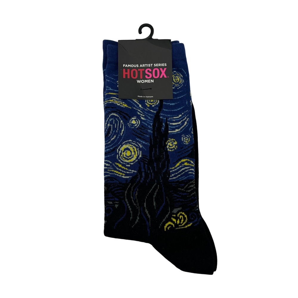 Hot Sox Socks Womens 9-11 Royal Starry Night Van Gogh Famous Artist Series Crew